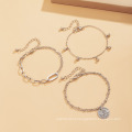 Creative multi-layer simple suit metal bracelet for women, ins personality geometric drop ball bracelet